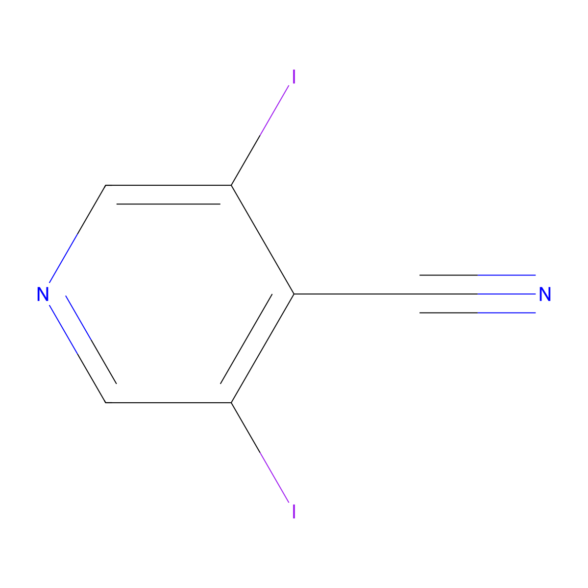 4-Cyano-3,5-diiodopyridine molecular structure, CAS 827616-50-2