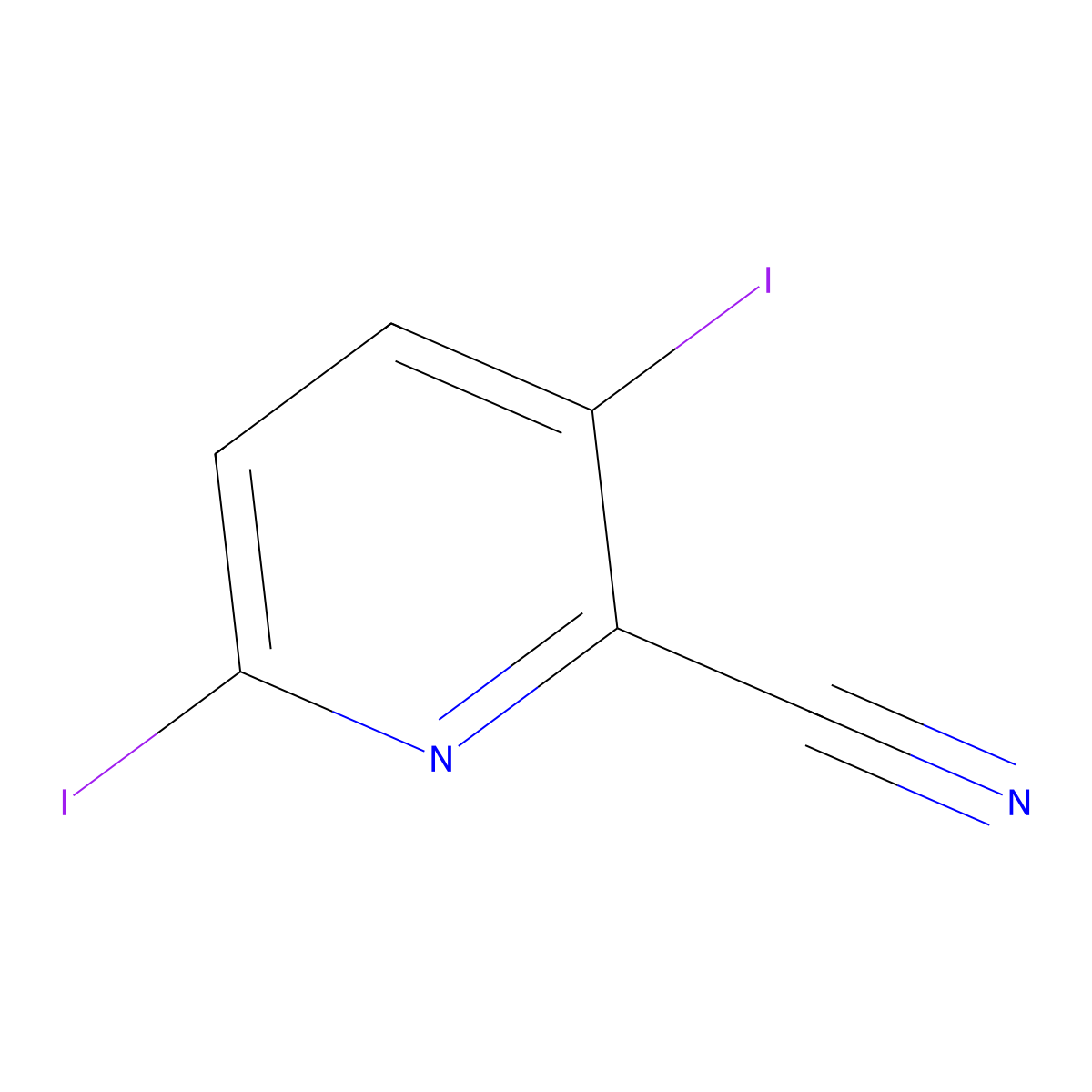 2-Cyano-3,6-diiodopyridine molecular structure, CAS 827616-53-5