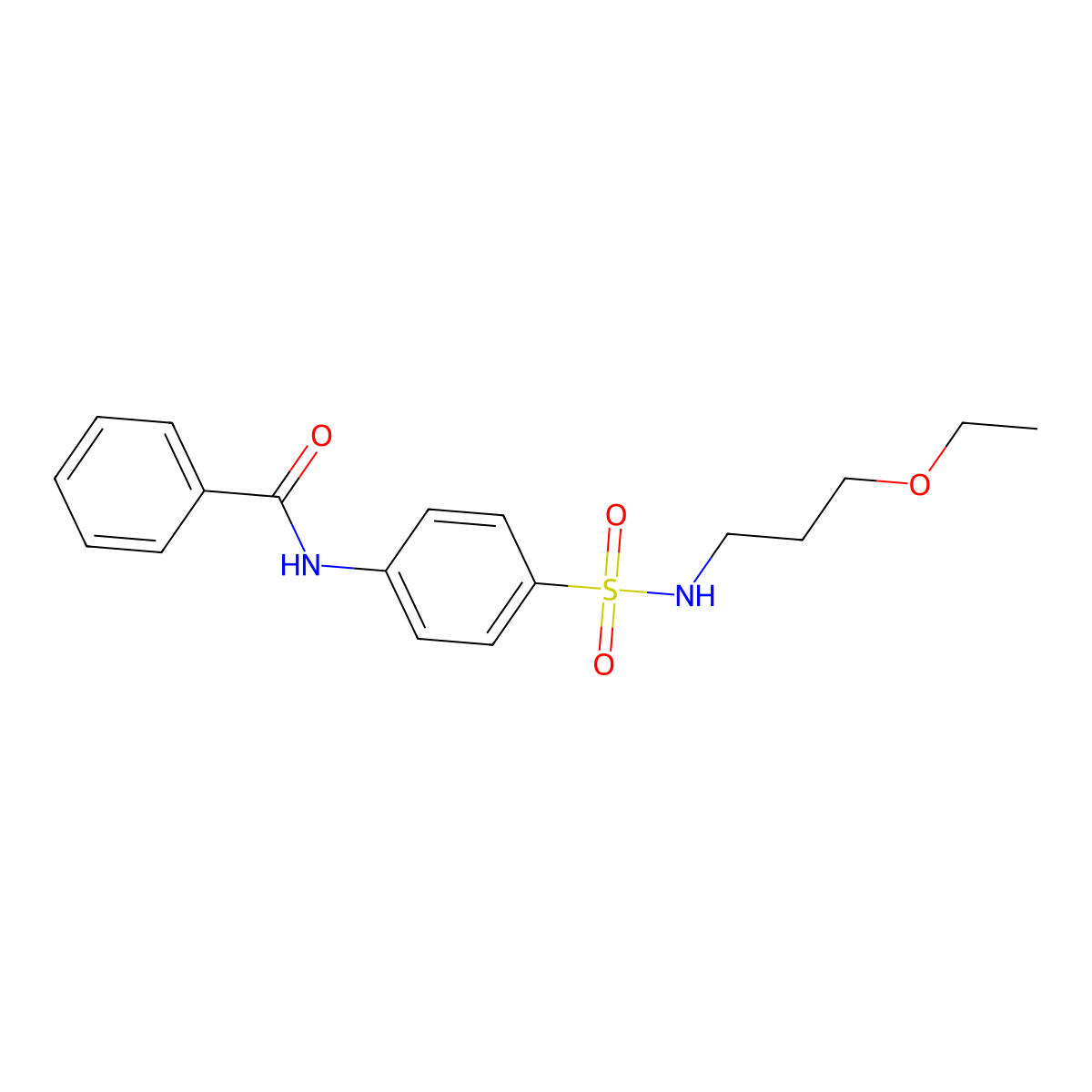 N-(4-{[(3-ethoxypropyl)amino]sulfonyl}phenyl)benzamide molecular structure, CAS 827616-72-8