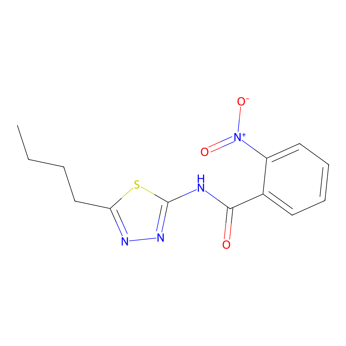 N-(5-butyl-1,3,4-thiadiazol-2-yl)-2-nitrobenzamide molecular structure, CAS 827616-77-3