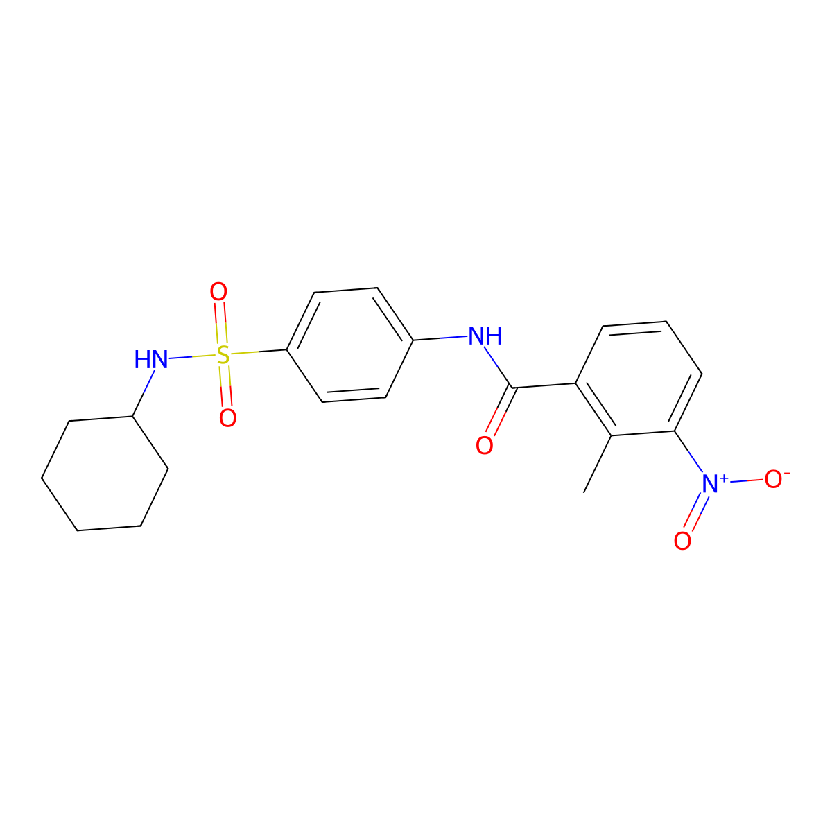 N-[4-(cyclohexylsulfamoyl)phenyl]-2-methyl-3-nitrobenzamide molecular structure, CAS 827616-82-0