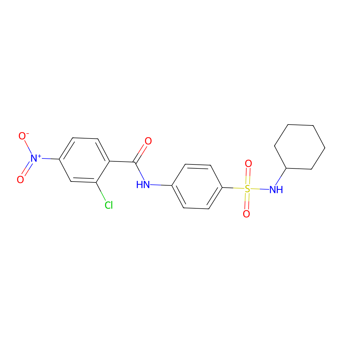 2-chloro-N-[4-(cyclohexylsulfamoyl)phenyl]-4-nitrobenzamide molecular structure, CAS 827616-88-6