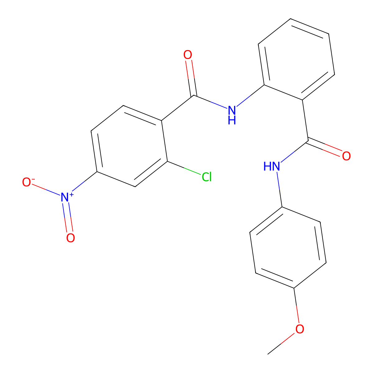 2-chloro-N-[2-[(4-methoxyphenyl)carbamoyl]phenyl]-4-nitrobenzamide molecular structure, CAS 827616-91-1