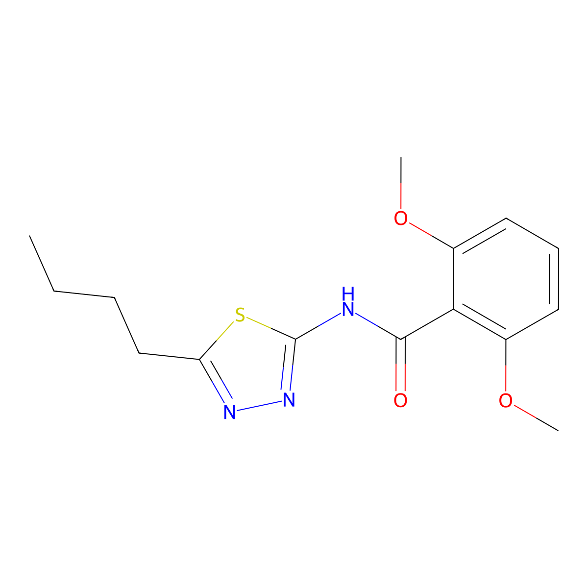 N-(5-butyl-1,3,4-thiadiazol-2-yl)-2,6-dimethoxybenzamide molecular structure, CAS 827616-92-2