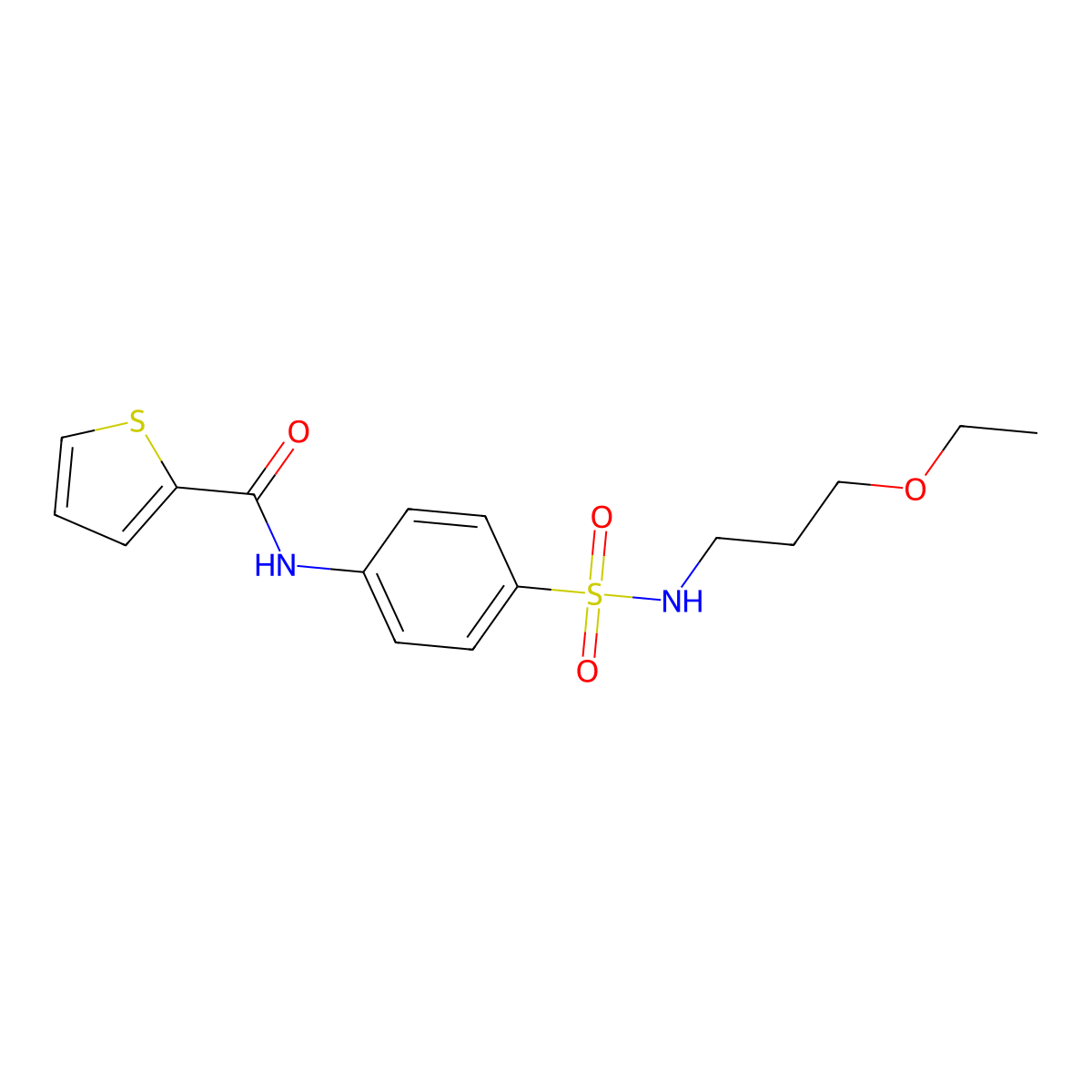 N-[4-(3-ethoxypropylsulfamoyl)phenyl]thiophene-2-carboxamide molecular structure, CAS 827616-96-6