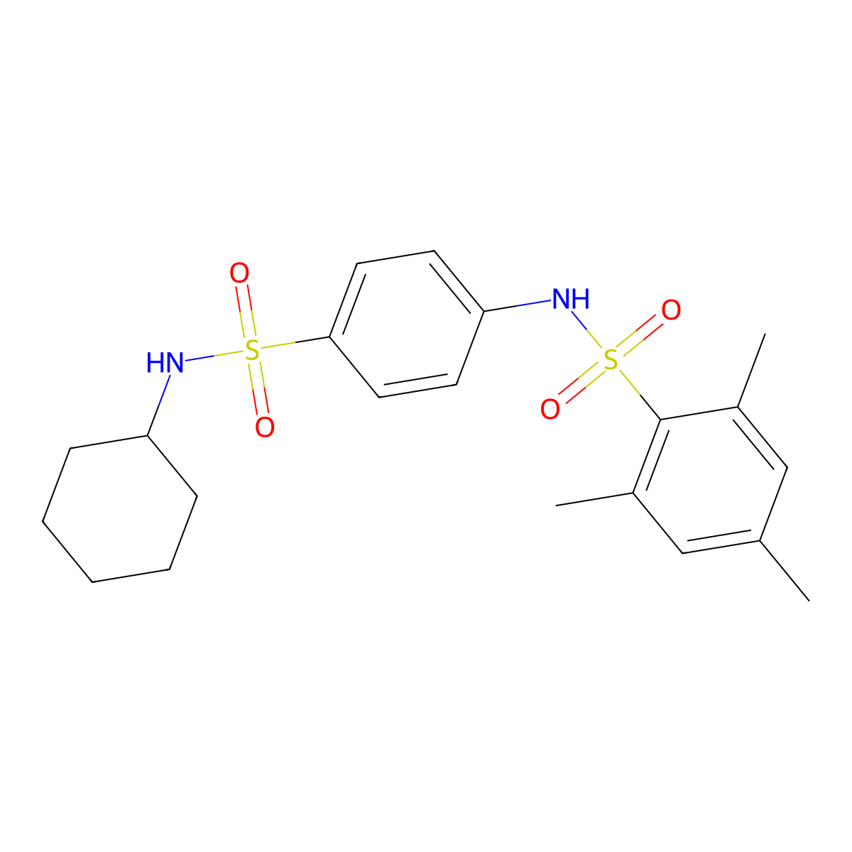 N-[4-(cyclohexylsulfamoyl)phenyl]-2,4,6-trimethylbenzenesulfonamide molecular structure, CAS 827617-04-9