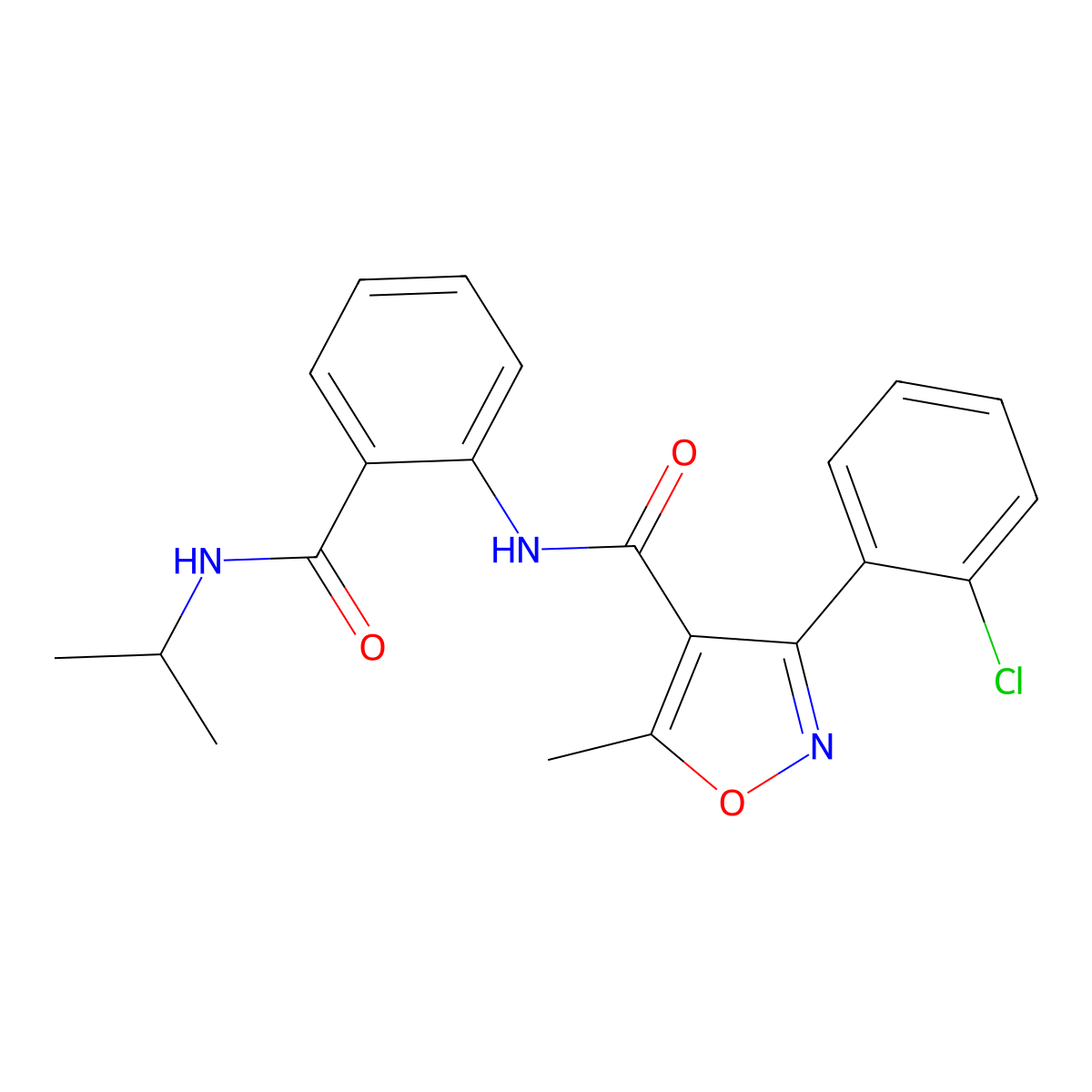 3-(2-chlorophenyl)-5-methyl-N-[2-(propan-2-ylcarbamoyl)phenyl]-1,2-oxazole-4-carboxamide molecular structure, CAS 827617-15-2