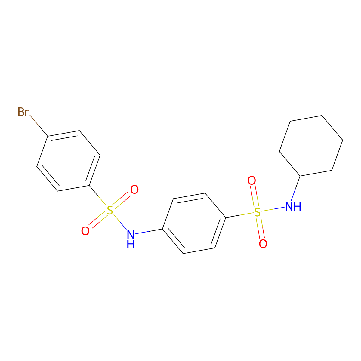 4-[(4-bromophenyl)sulfonylamino]-N-cyclohexylbenzenesulfonamide molecular structure, CAS 827617-17-4