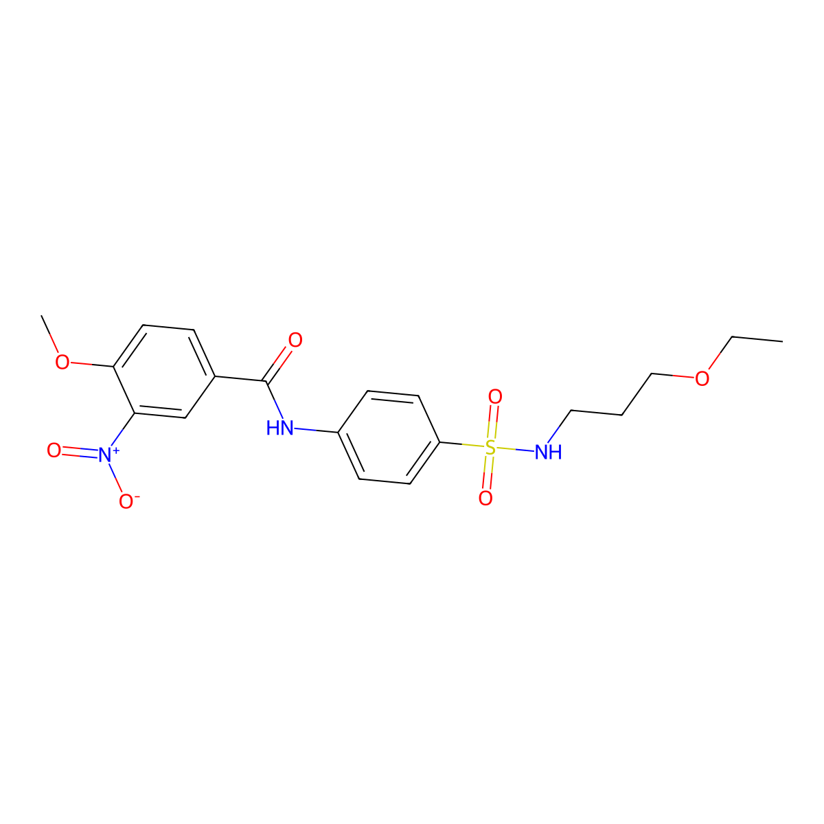 N-[4-(3-ethoxypropylsulfamoyl)phenyl]-4-methoxy-3-nitrobenzamide molecular structure, CAS 827617-29-8
