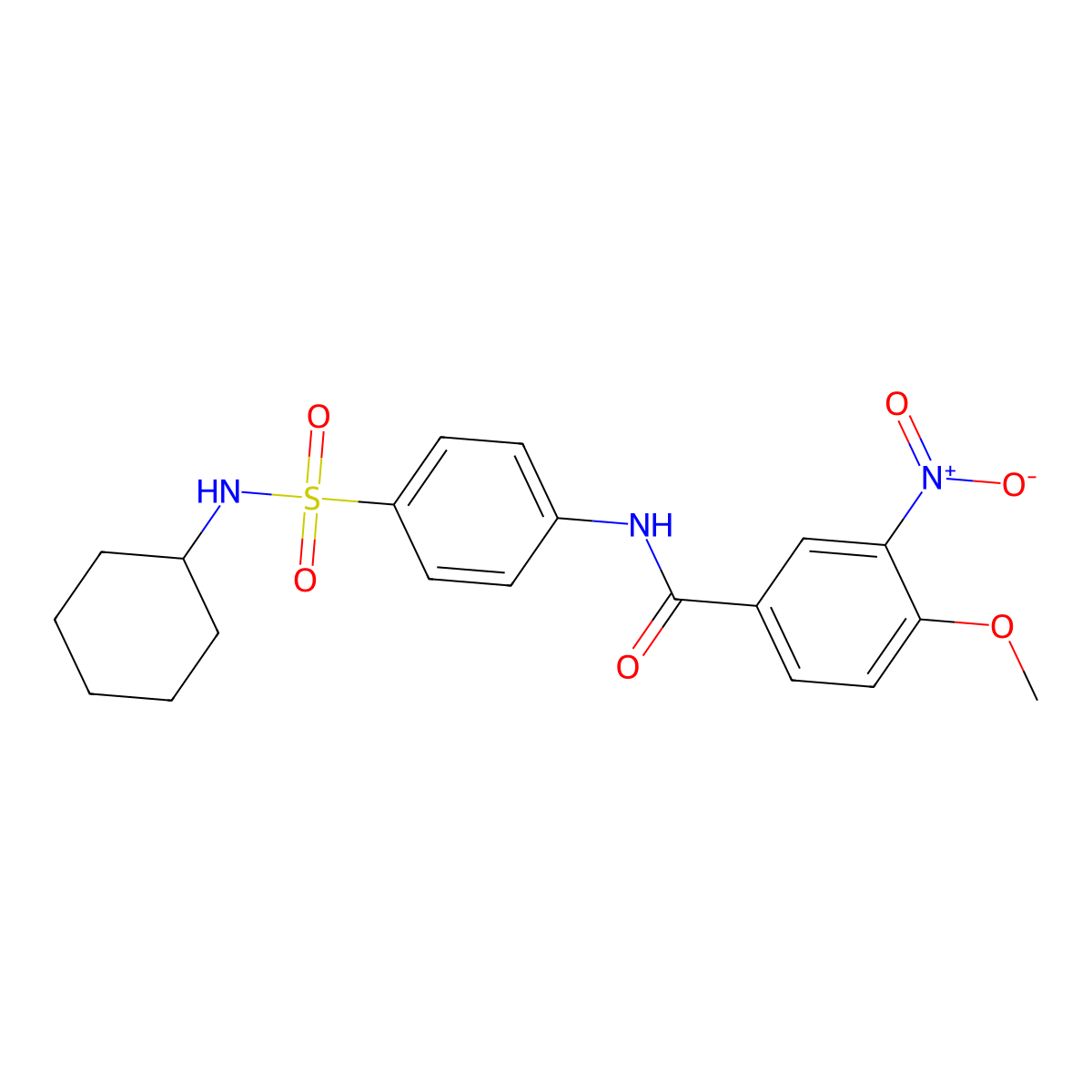 N-[4-(cyclohexylsulfamoyl)phenyl]-4-methoxy-3-nitrobenzamide molecular structure, CAS 827617-31-2