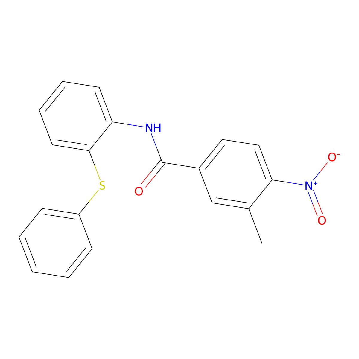 3-methyl-4-nitro-N-(2-phenylsulfanylphenyl)benzamide molecular structure, CAS 827617-35-6