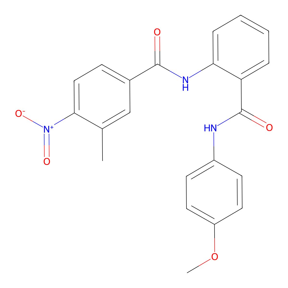 N-[2-[(4-methoxyphenyl)carbamoyl]phenyl]-3-methyl-4-nitrobenzamide molecular structure, CAS 827617-37-8