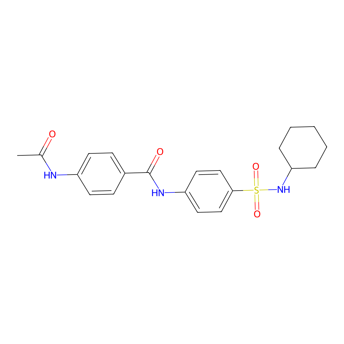 4-acetamido-N-[4-(cyclohexylsulfamoyl)phenyl]benzamide molecular structure, CAS 827617-41-4