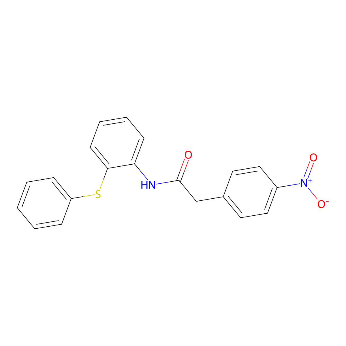 2-(4-nitrophenyl)-N-(2-phenylsulfanylphenyl)acetamide molecular structure, CAS 827617-59-4