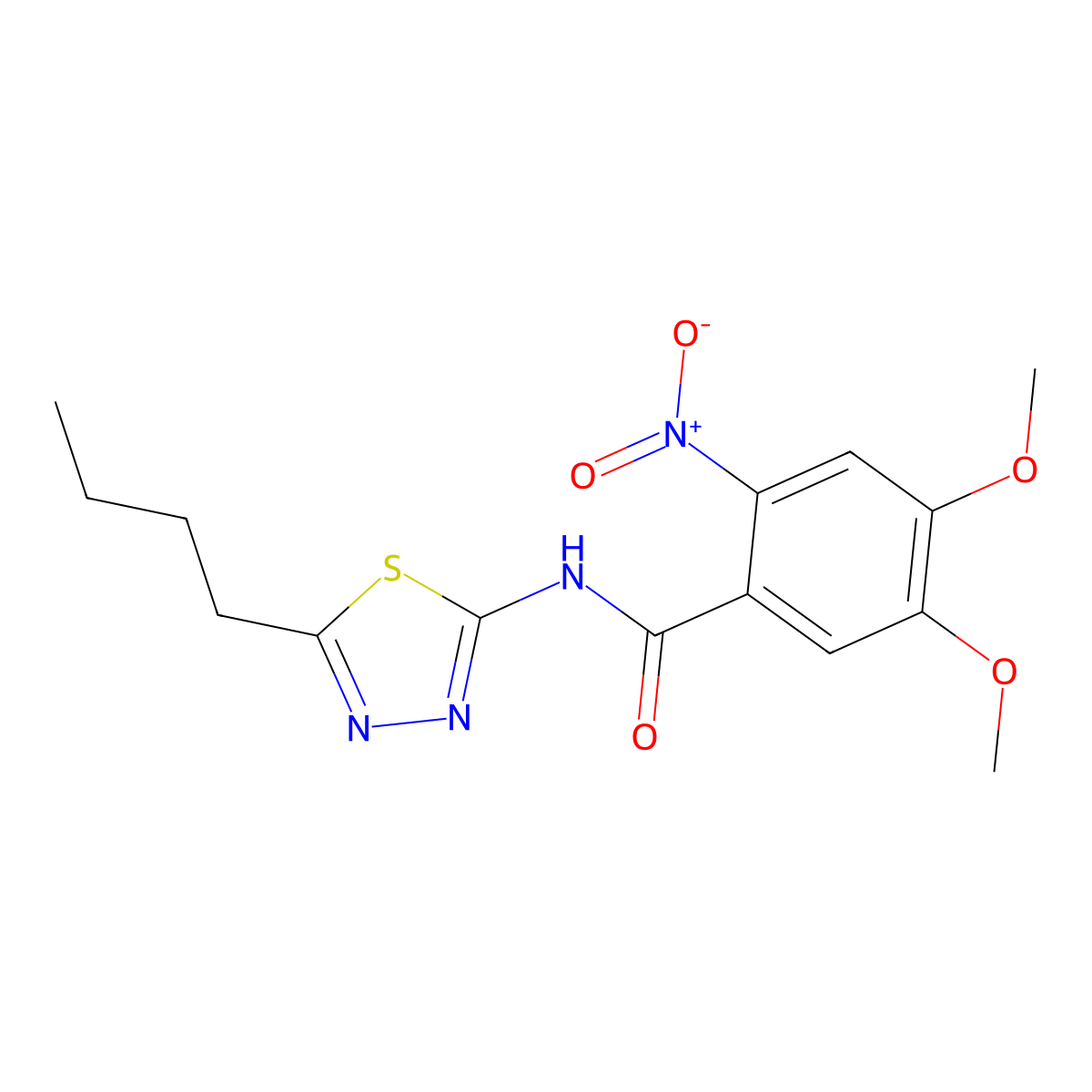 N-(5-butyl-1,3,4-thiadiazol-2-yl)-4,5-dimethoxy-2-nitrobenzamide molecular structure, CAS 827617-61-8