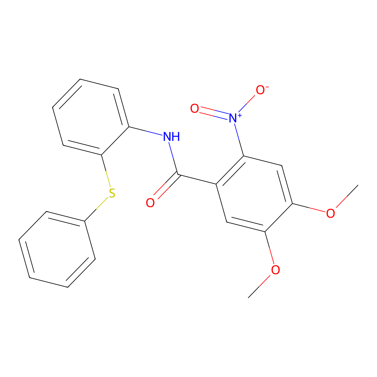 4,5-dimethoxy-2-nitro-N-(2-phenylsulfanylphenyl)benzamide molecular structure, CAS 827617-65-2