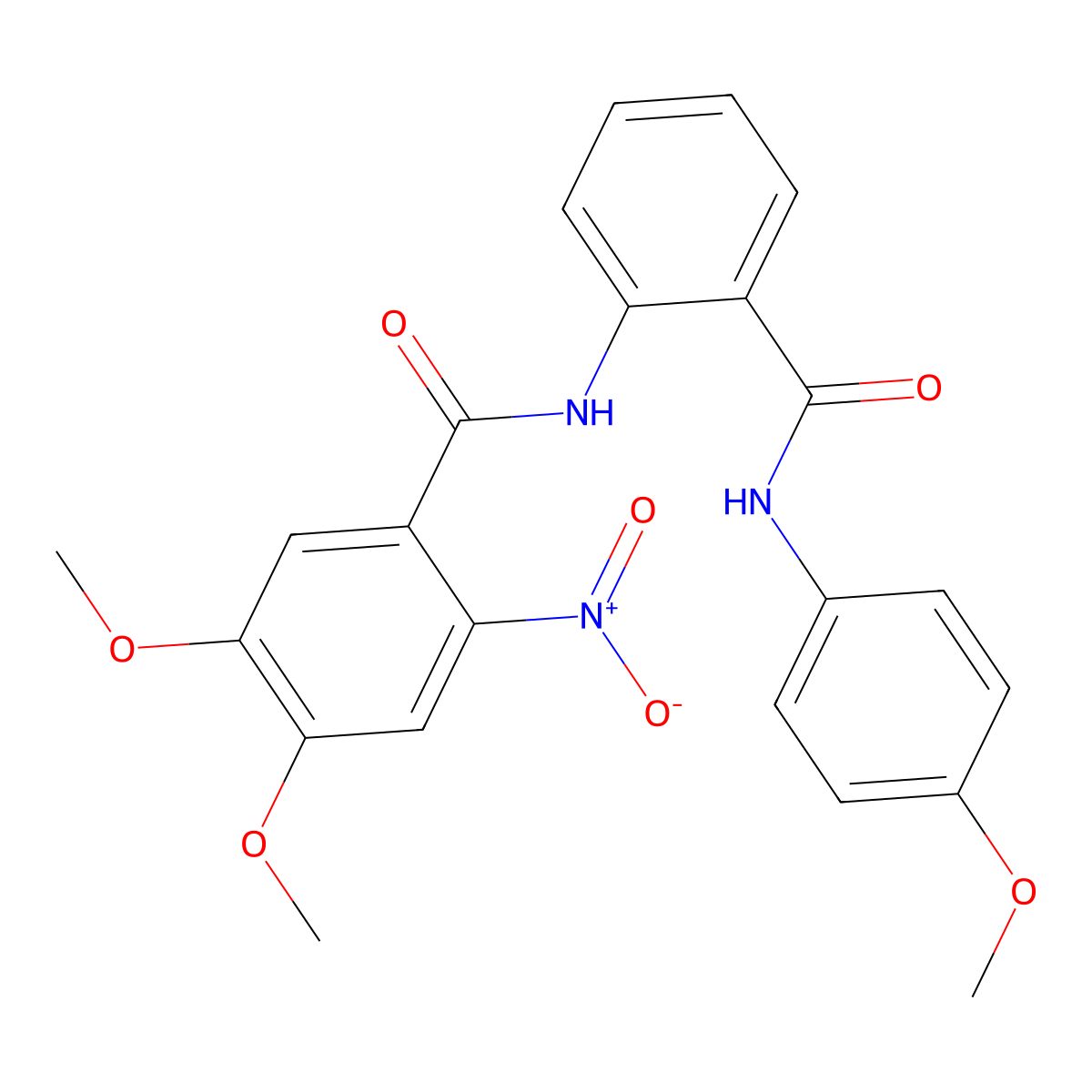 4,5-dimethoxy-N-[2-[(4-methoxyphenyl)carbamoyl]phenyl]-2-nitrobenzamide molecular structure, CAS 827617-67-4
