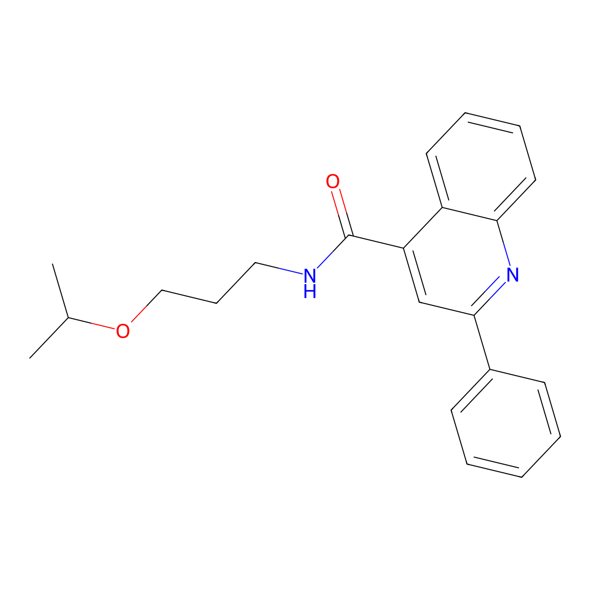 2-phenyl-N-(3-propan-2-yloxypropyl)quinoline-4-carboxamide molecular structure, CAS 827617-74-3