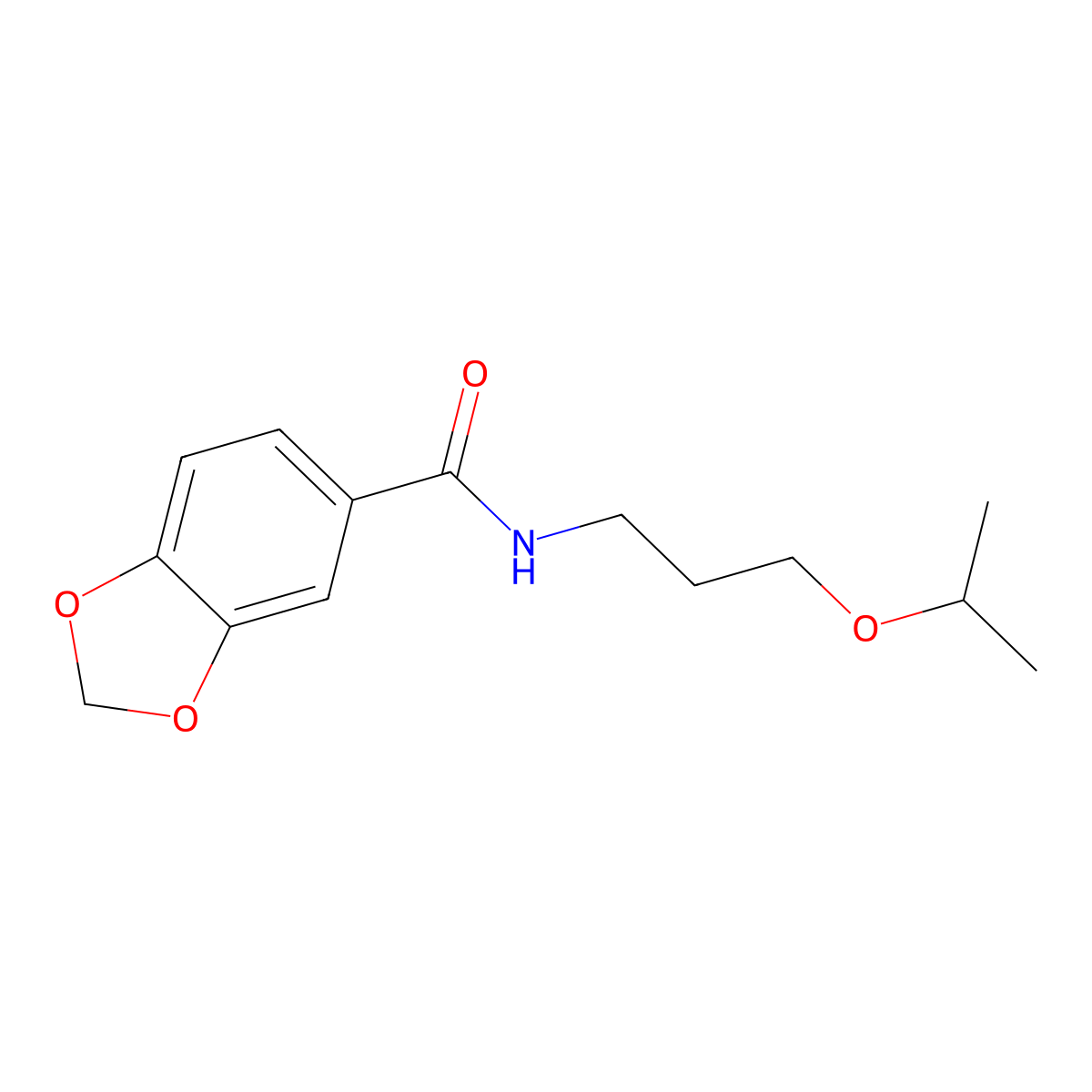 N-(3-propan-2-yloxypropyl)-1,3-benzodioxole-5-carboxamide molecular structure, CAS 827617-78-7