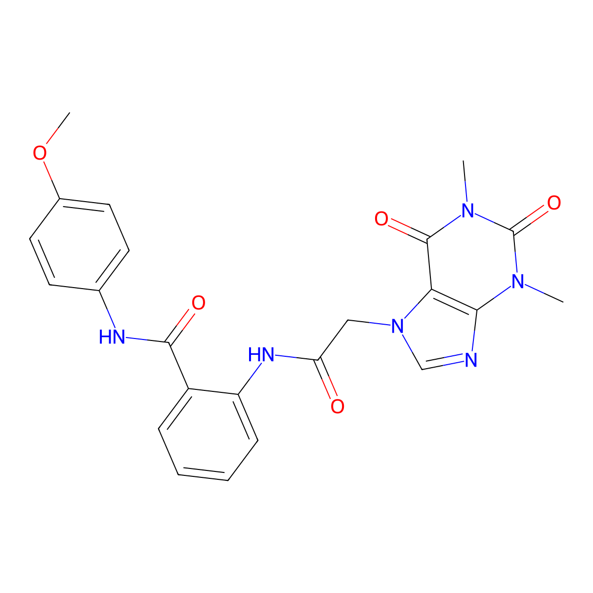 2-[[2-(1,3-dimethyl-2,6-dioxopurin-7-yl)acetyl]amino]-N-(4-methoxyphenyl)benzamide molecular structure, CAS 827617-82-3