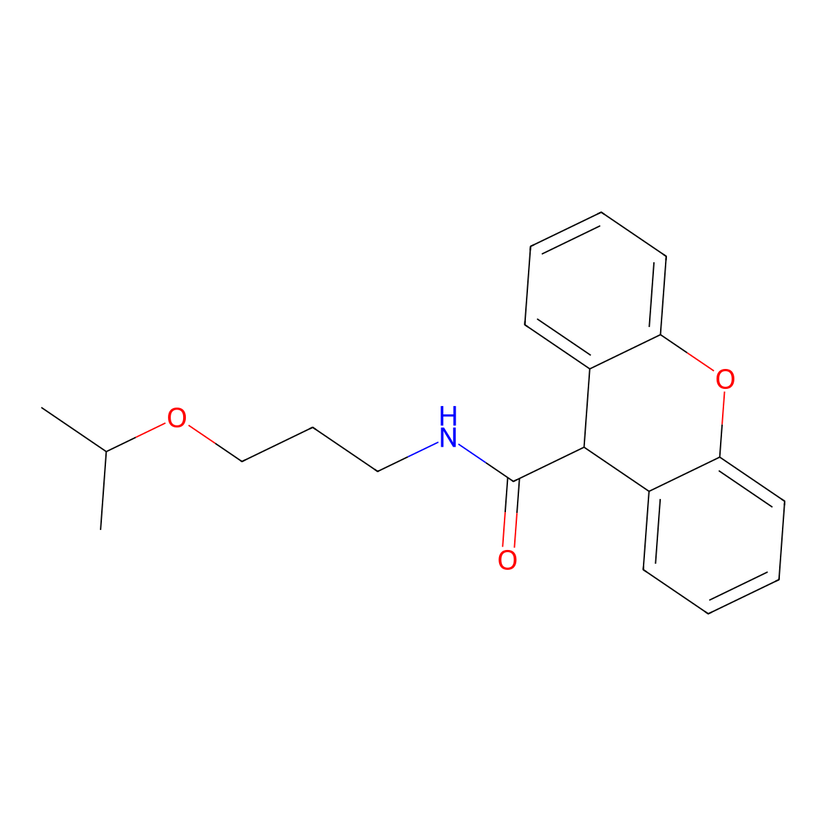 N-(3-propan-2-yloxypropyl)-9H-xanthene-9-carboxamide molecular structure, CAS 827617-84-5