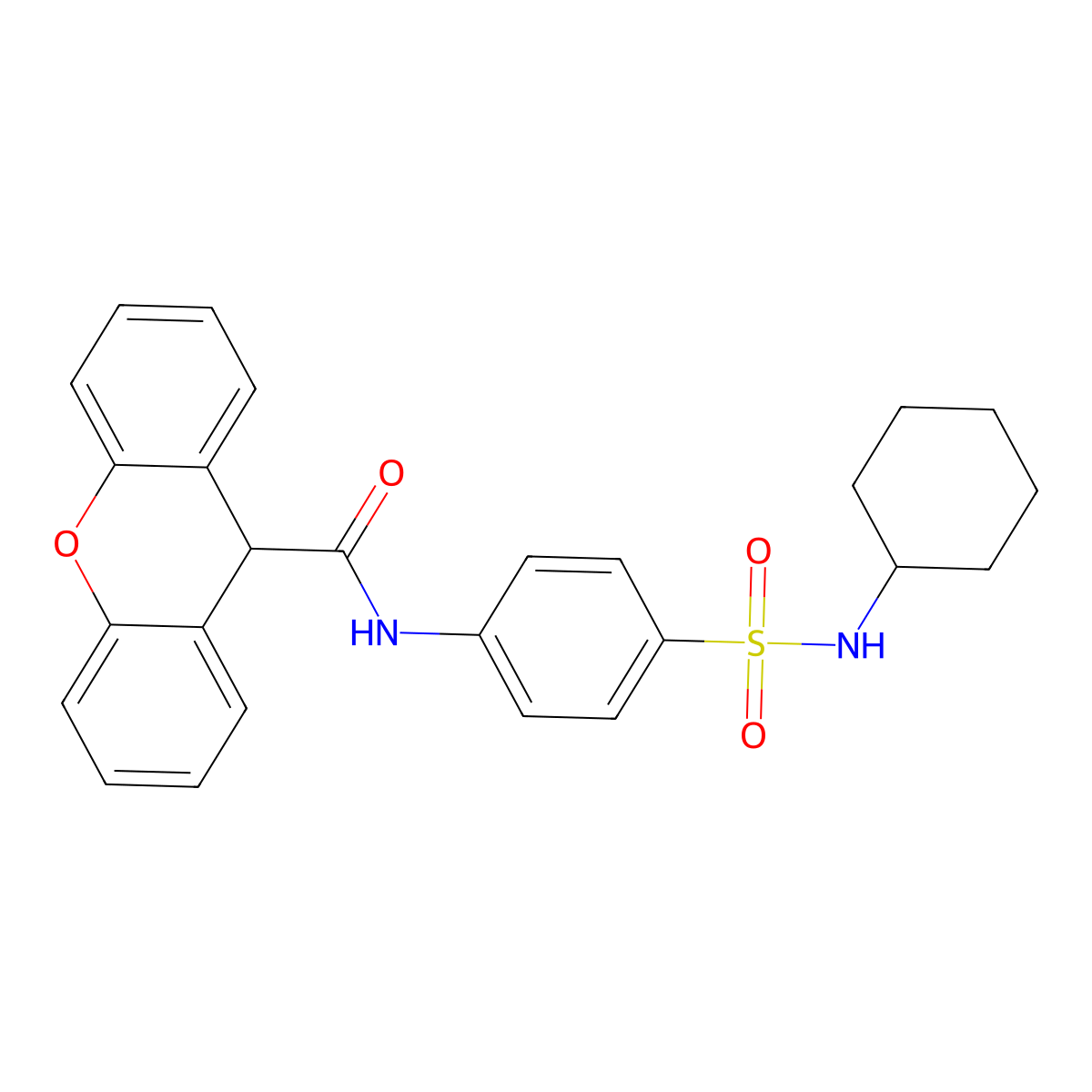 N-[4-(cyclohexylsulfamoyl)phenyl]-9H-xanthene-9-carboxamide molecular structure, CAS 827617-87-8