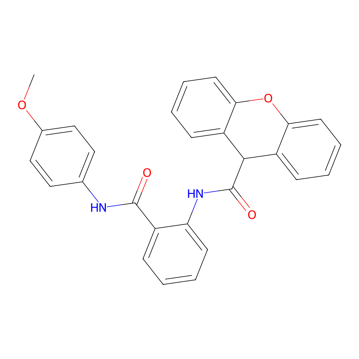 N-[2-[(4-methoxyphenyl)carbamoyl]phenyl]-9H-xanthene-9-carboxamide molecular structure, CAS 827617-89-0