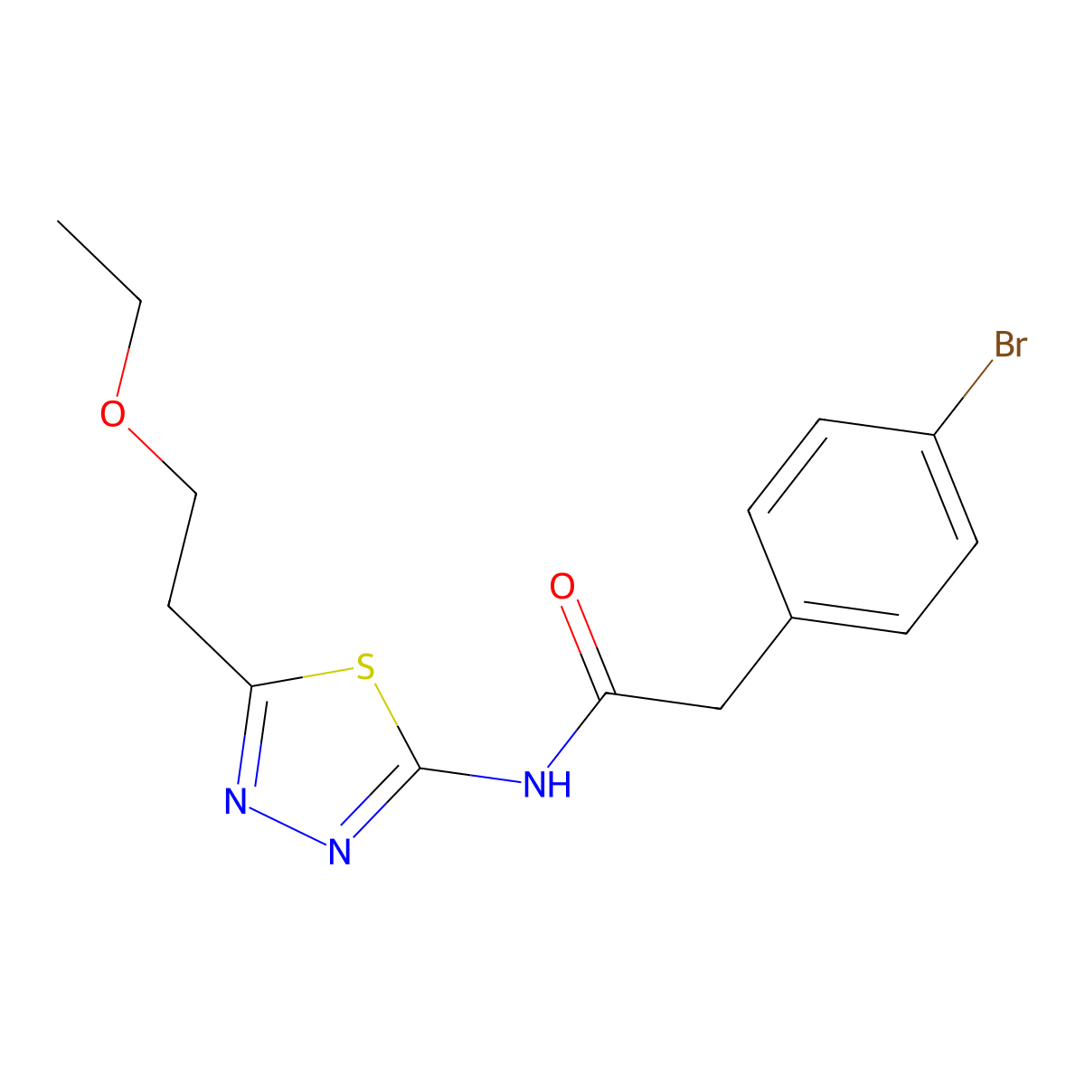 2-(4-bromophenyl)-N-[5-(2-ethoxyethyl)-1,3,4-thiadiazol-2-yl]acetamide molecular structure, CAS 827617-94-7