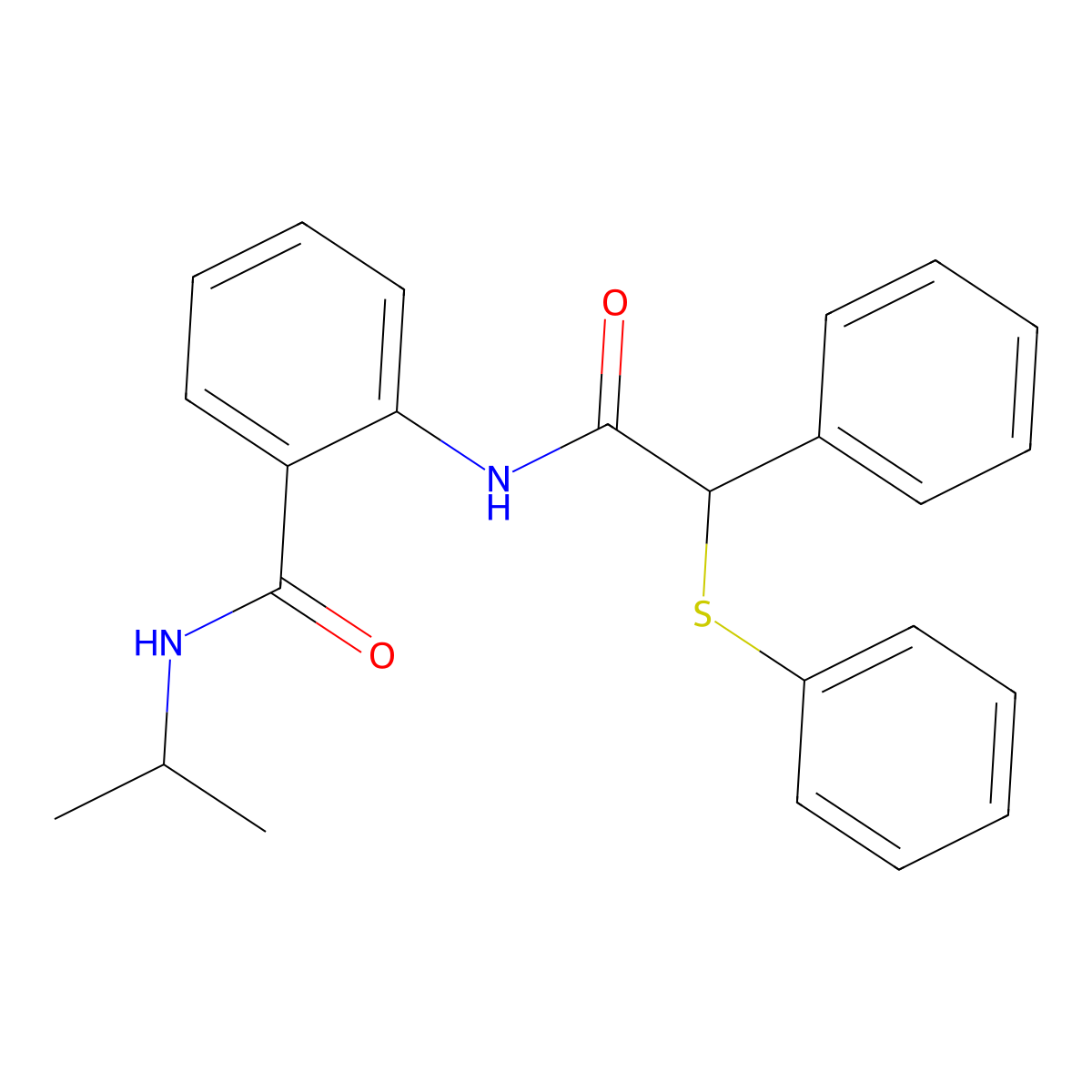 2-{[phenyl(phenylsulfanyl)acetyl]amino}-N-(propan-2-yl)benzamide molecular structure, CAS 827618-09-7