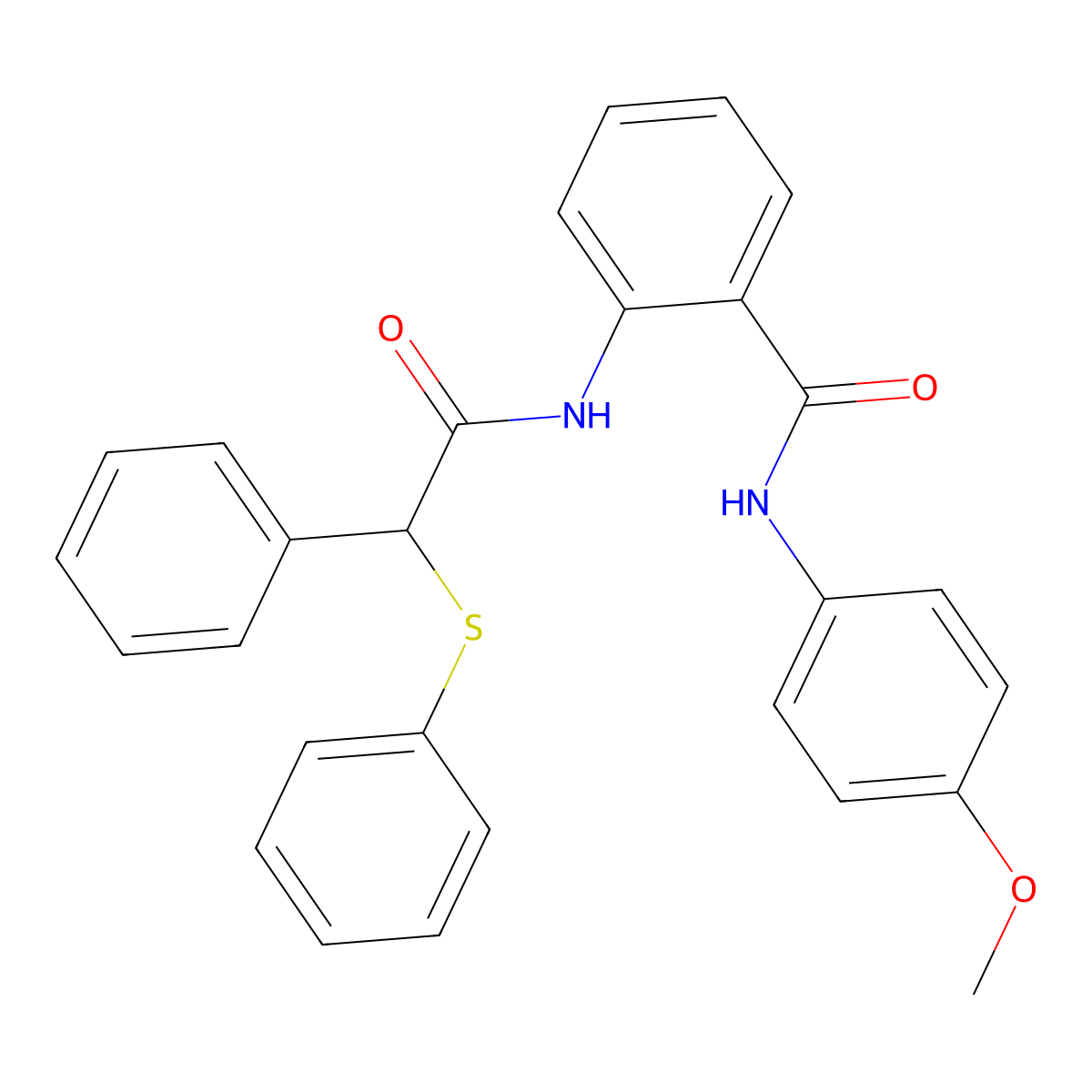 N-(4-methoxyphenyl)-2-{[phenyl(phenylsulfanyl)acetyl]amino}benzamide molecular structure, CAS 827618-10-0