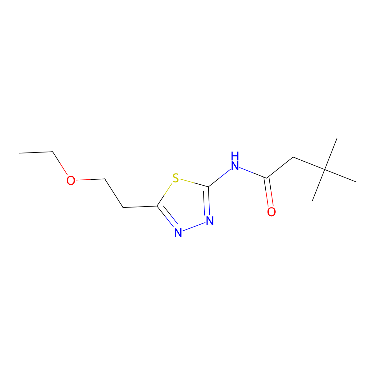 N-[5-(2-ethoxyethyl)-1,3,4-thiadiazol-2-yl]-3,3-dimethylbutanamide molecular structure, CAS 827618-11-1
