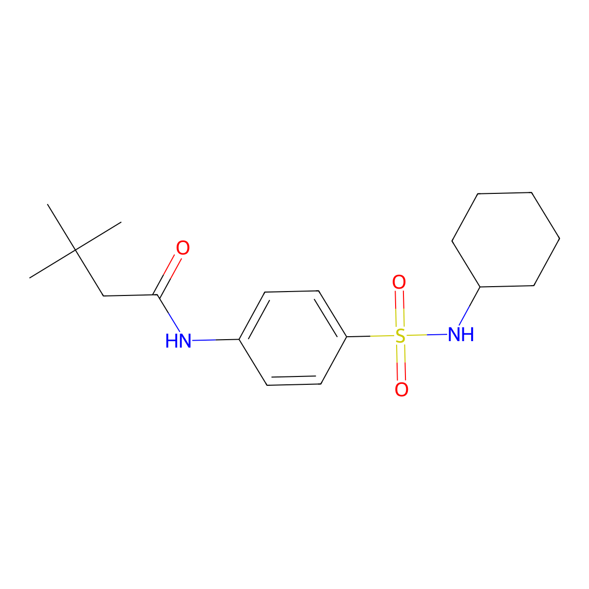 N-[4-(cyclohexylsulfamoyl)phenyl]-3,3-dimethylbutanamide molecular structure, CAS 827618-13-3