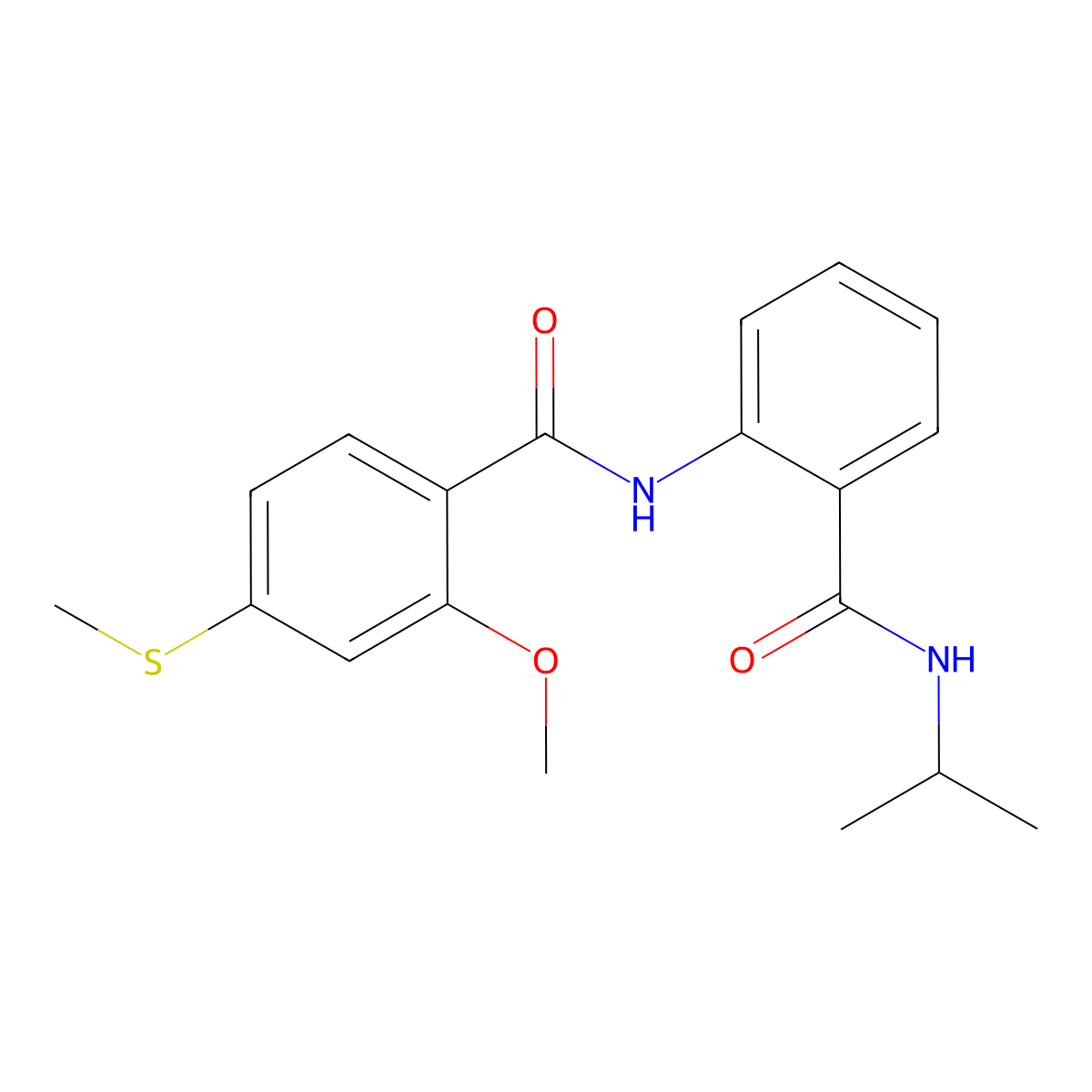 2-methoxy-4-methylsulfanyl-N-[2-(propan-2-ylcarbamoyl)phenyl]benzamide molecular structure, CAS 827618-18-8
