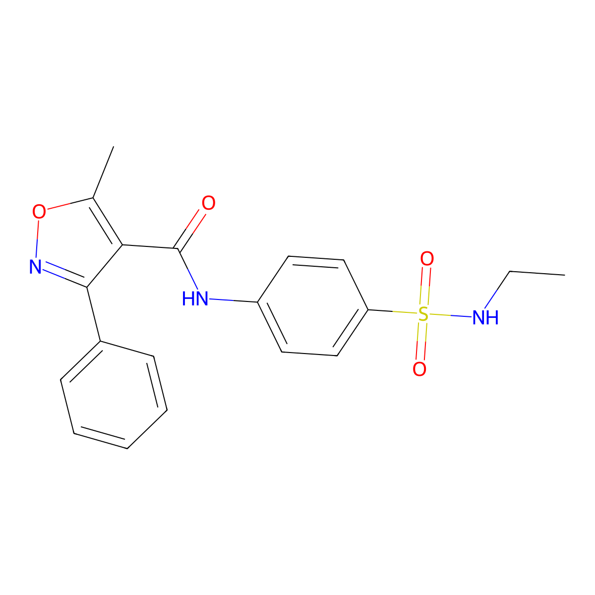 N-[4-(ethylsulfamoyl)phenyl]-5-methyl-3-phenyl-1,2-oxazole-4-carboxamide molecular structure, CAS 827618-28-0