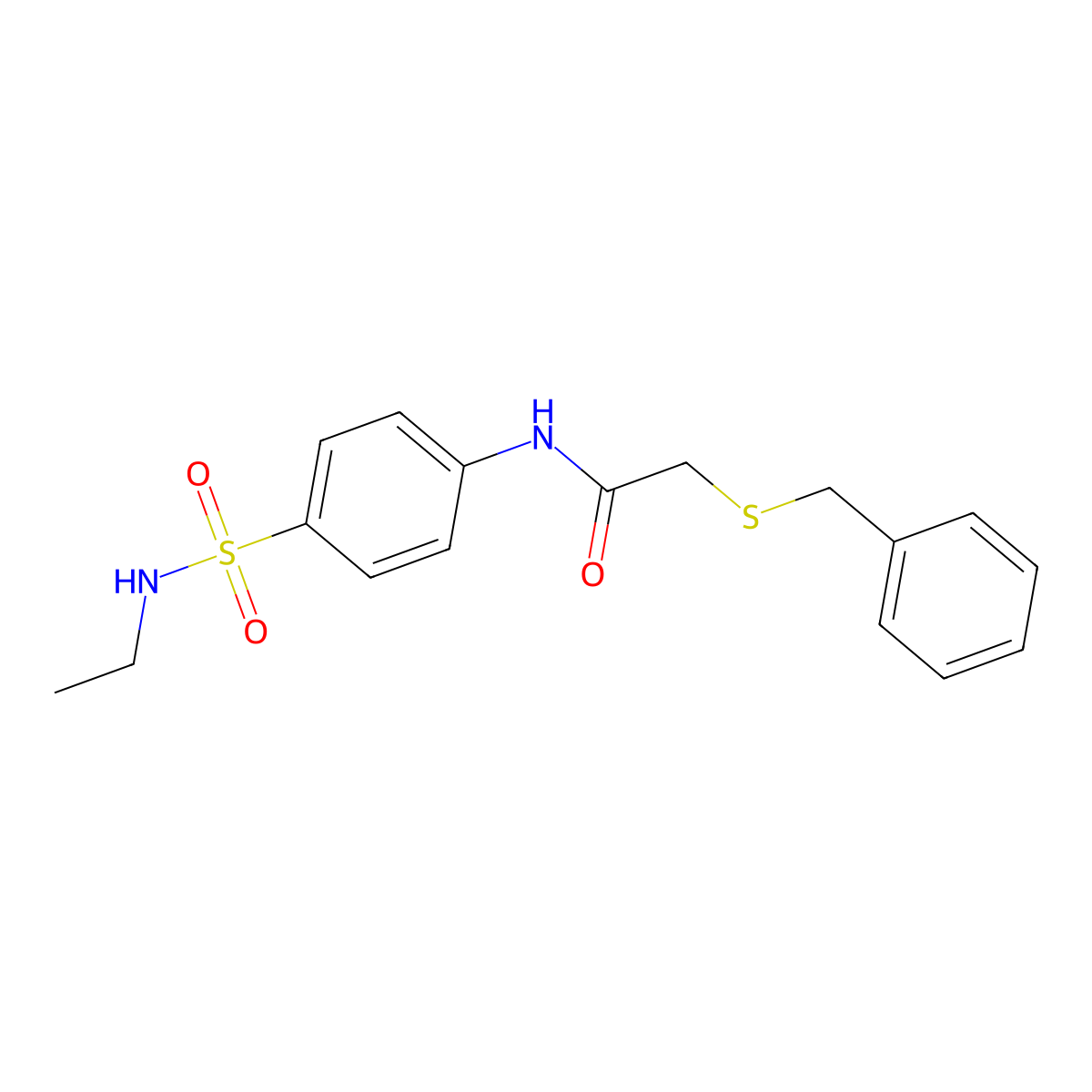 2-benzylsulfanyl-N-[4-(ethylsulfamoyl)phenyl]acetamide molecular structure, CAS 827618-45-1