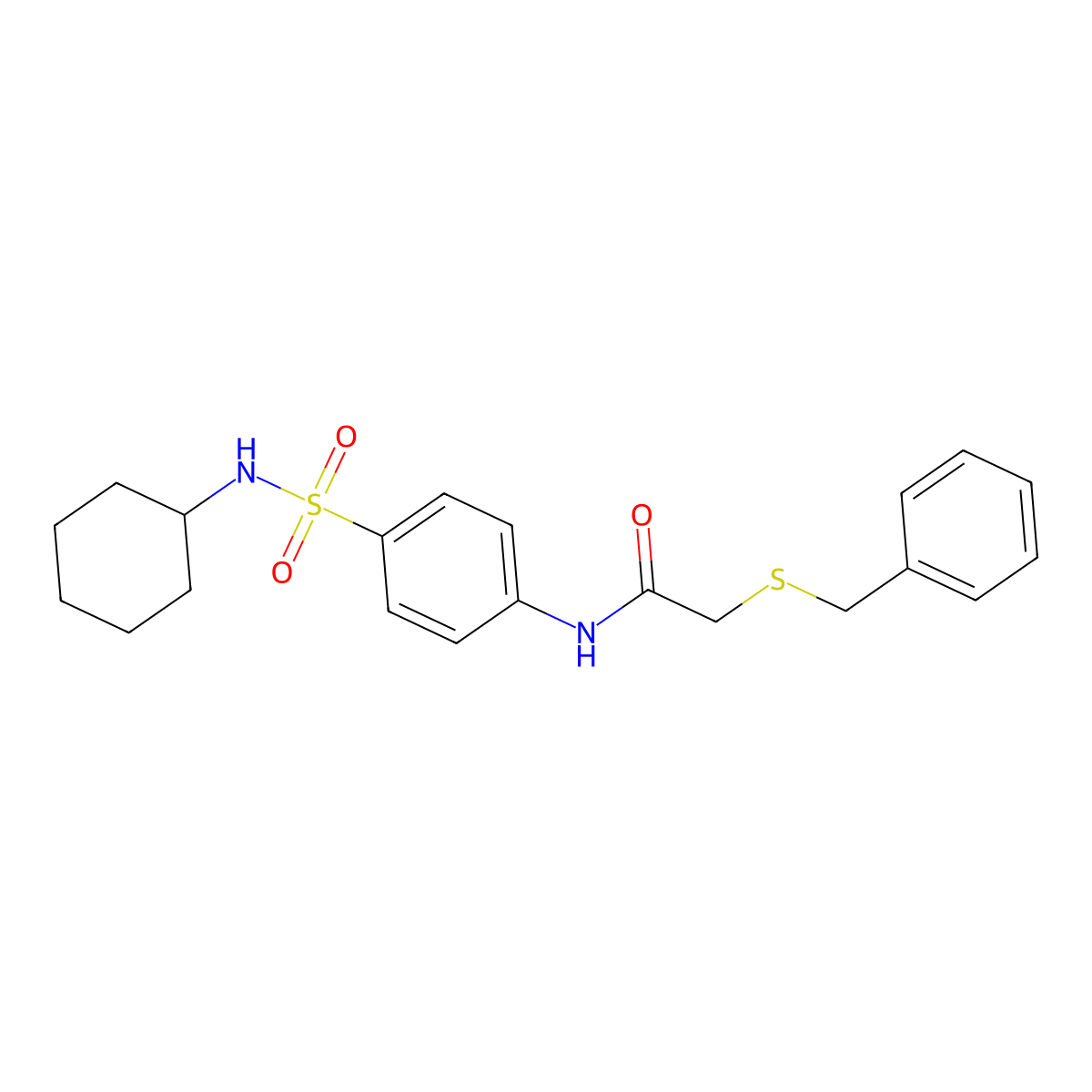 2-benzylsulfanyl-N-[4-(cyclohexylsulfamoyl)phenyl]acetamide molecular structure, CAS 827618-46-2