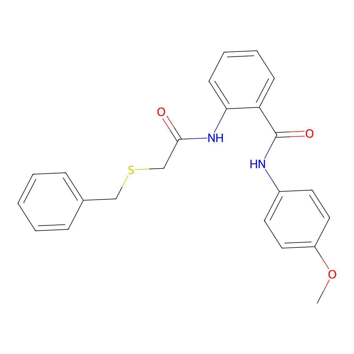 2-[(2-benzylsulfanylacetyl)amino]-N-(4-methoxyphenyl)benzamide molecular structure, CAS 827618-47-3