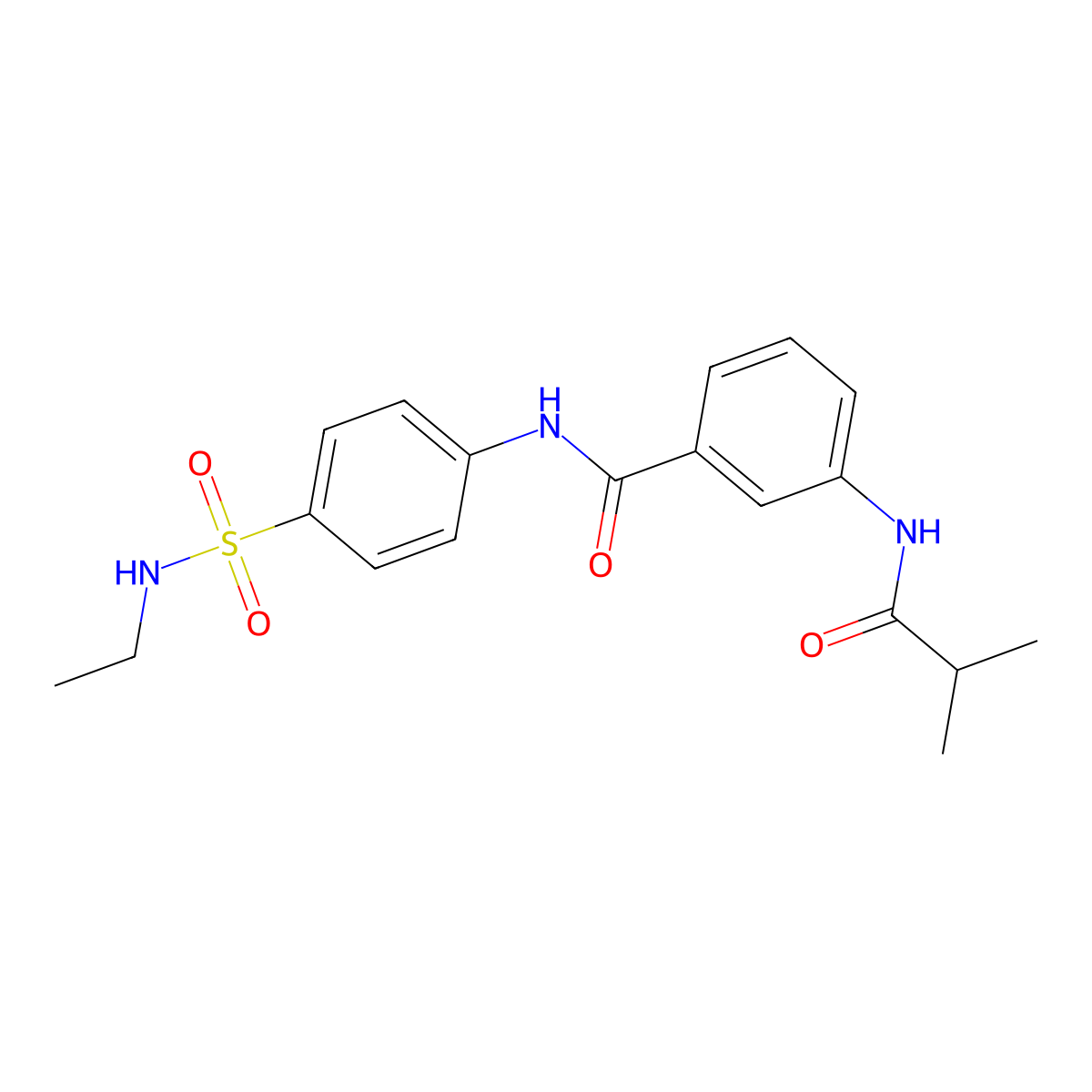 N-[4-(ethylsulfamoyl)phenyl]-3-(2-methylpropanoylamino)benzamide molecular structure, CAS 827618-48-4