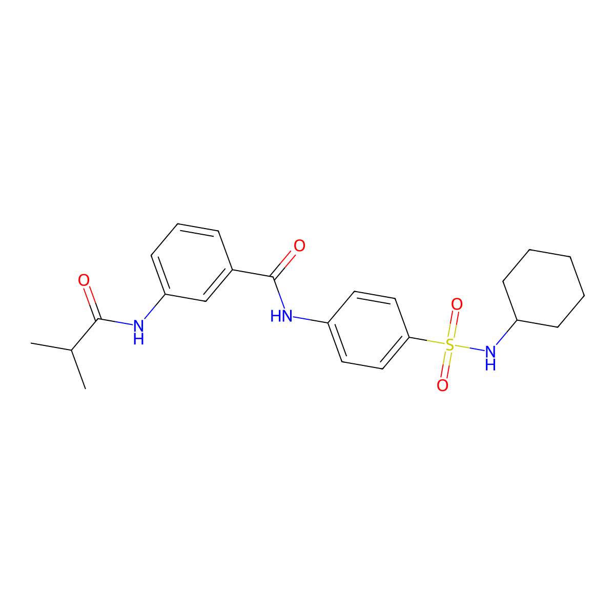 N-[4-(cyclohexylsulfamoyl)phenyl]-3-(2-methylpropanoylamino)benzamide molecular structure, CAS 827618-49-5