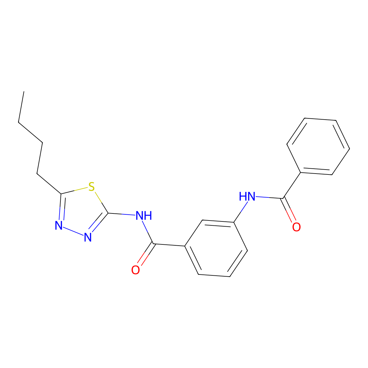 3-benzamido-N-(5-butyl-1,3,4-thiadiazol-2-yl)benzamide molecular structure, CAS 827618-50-8