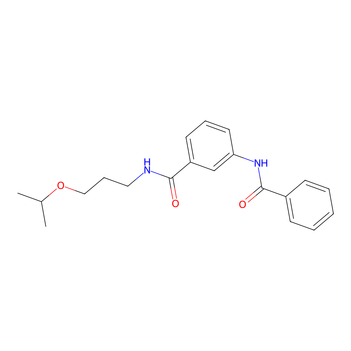 3-benzamido-N-(3-propan-2-yloxypropyl)benzamide molecular structure, CAS 827618-51-9