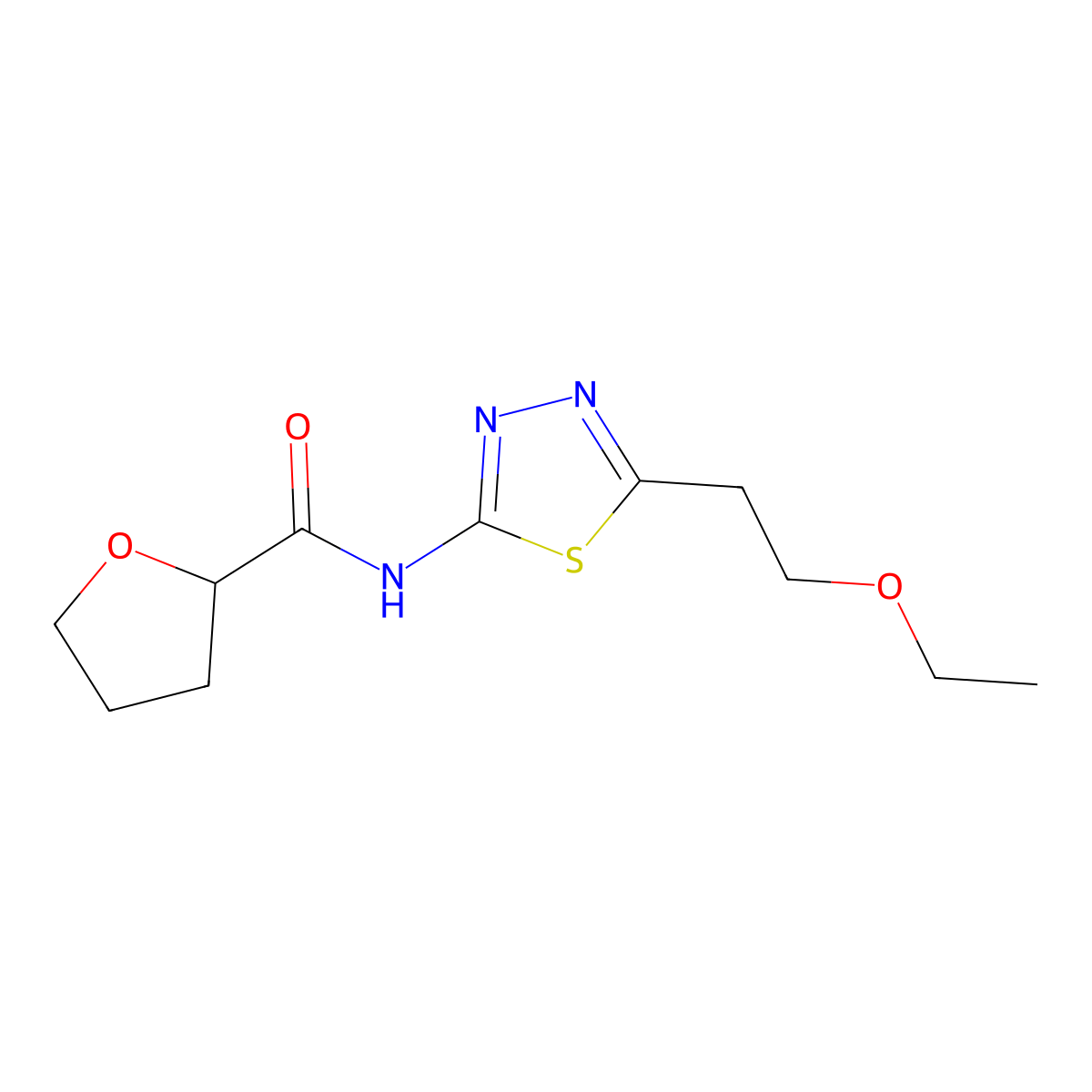 N-[5-(2-ethoxyethyl)-1,3,4-thiadiazol-2-yl]oxolane-2-carboxamide molecular structure, CAS 827618-58-6