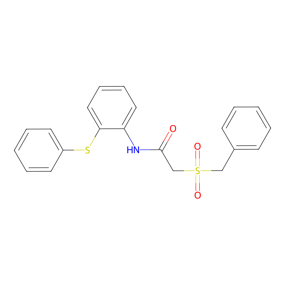 2-benzylsulfonyl-N-(2-phenylsulfanylphenyl)acetamide molecular structure, CAS 827618-60-0
