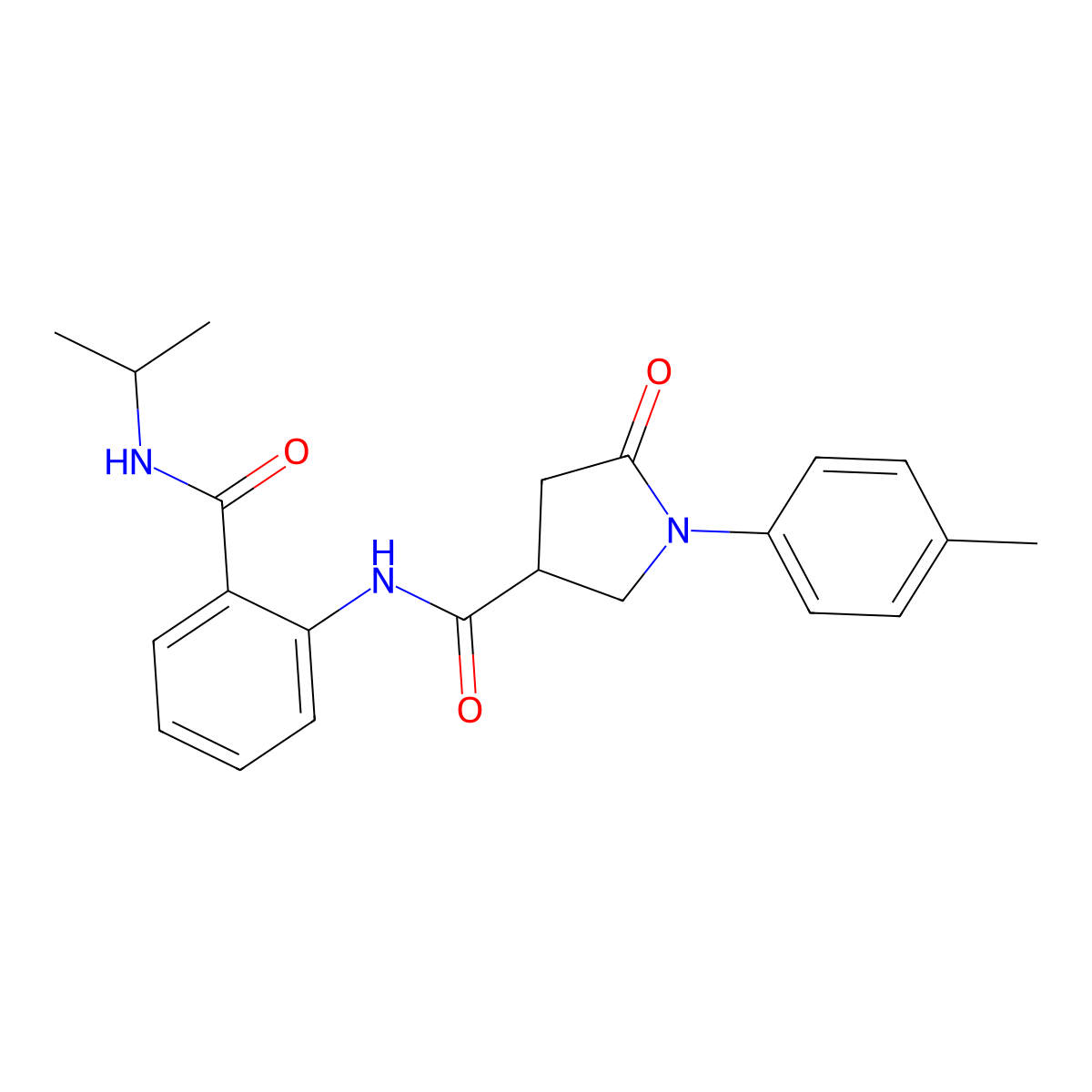 1-(4-methylphenyl)-5-oxo-N-[2-(propan-2-ylcarbamoyl)phenyl]pyrrolidine-3-carboxamide molecular structure, CAS 827618-80-4