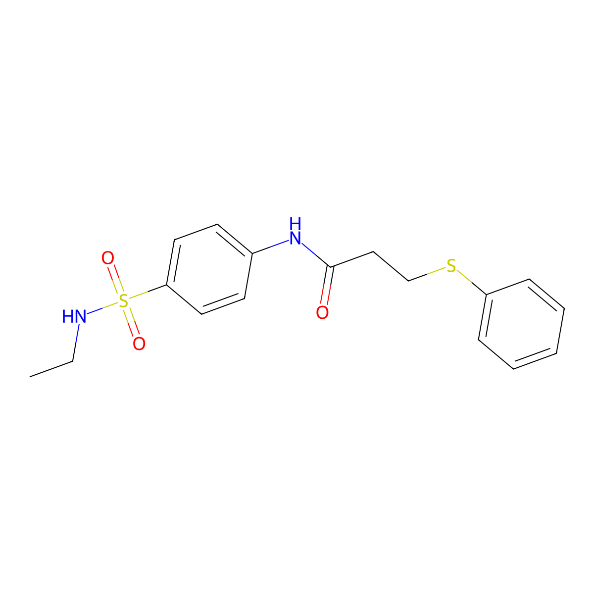 N-[4-(ethylsulfamoyl)phenyl]-3-phenylsulfanylpropanamide molecular structure, CAS 827618-83-7