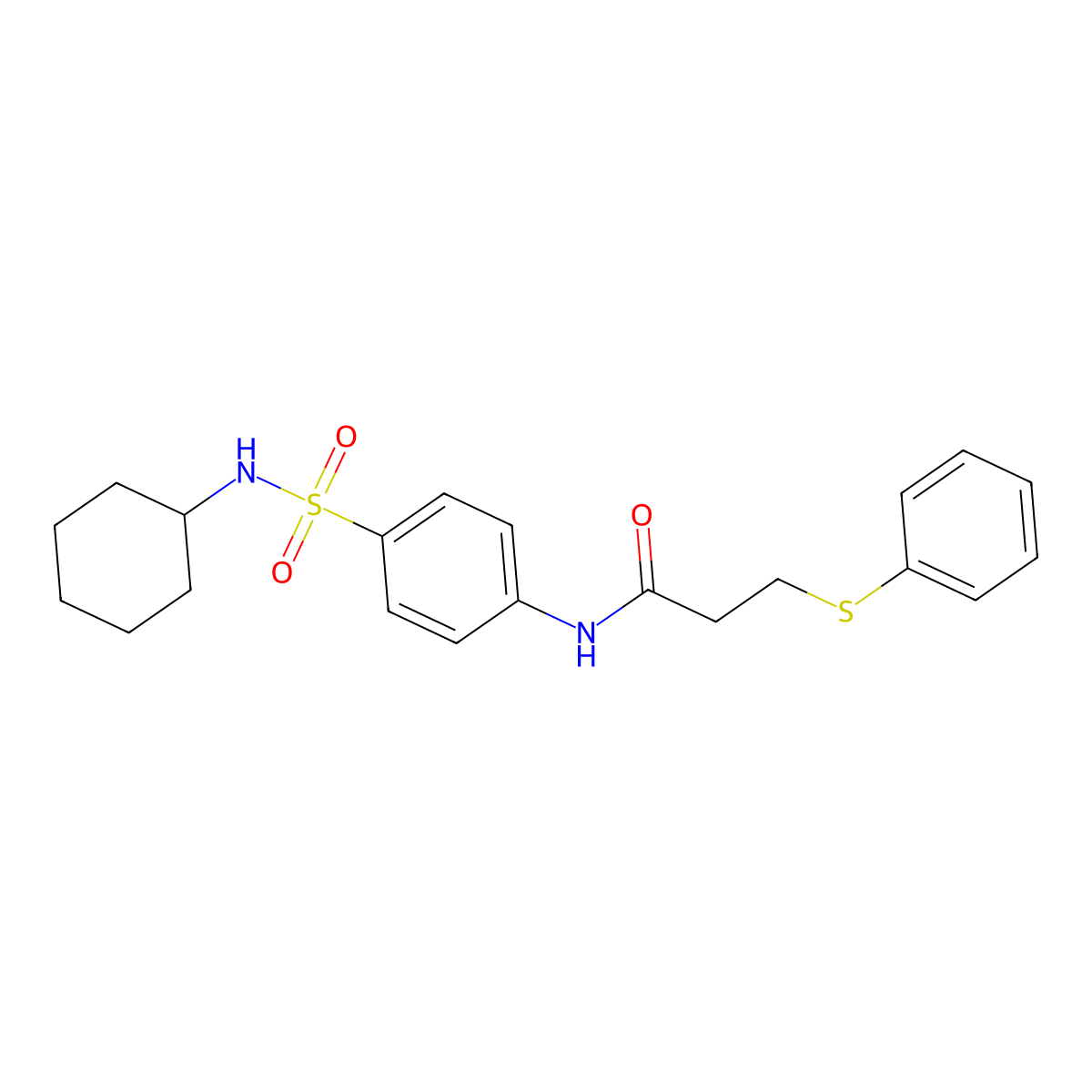 N-[4-(cyclohexylsulfamoyl)phenyl]-3-phenylsulfanylpropanamide molecular structure, CAS 827618-84-8