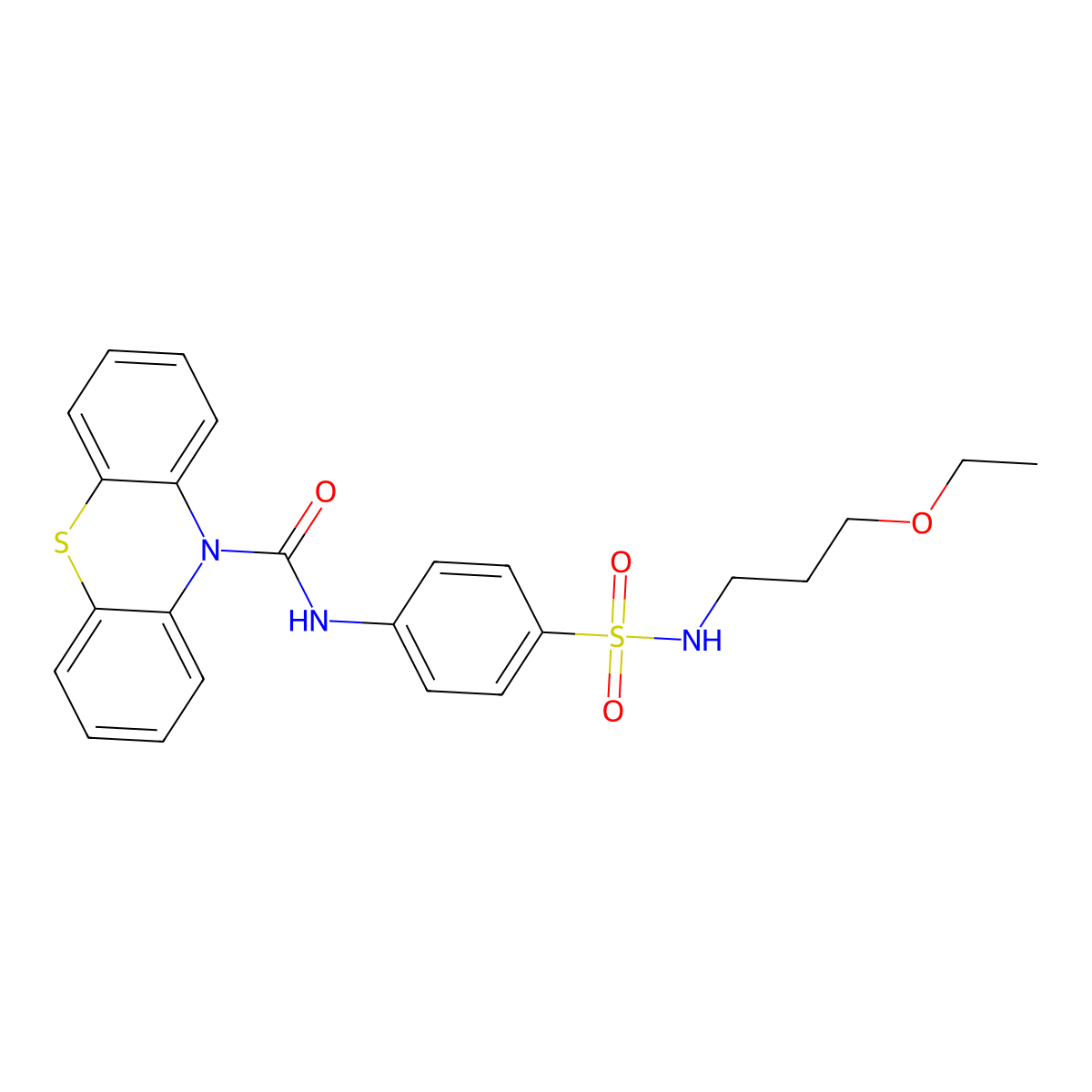 N-[4-(3-ethoxypropylsulfamoyl)phenyl]phenothiazine-10-carboxamide molecular structure, CAS 827618-85-9