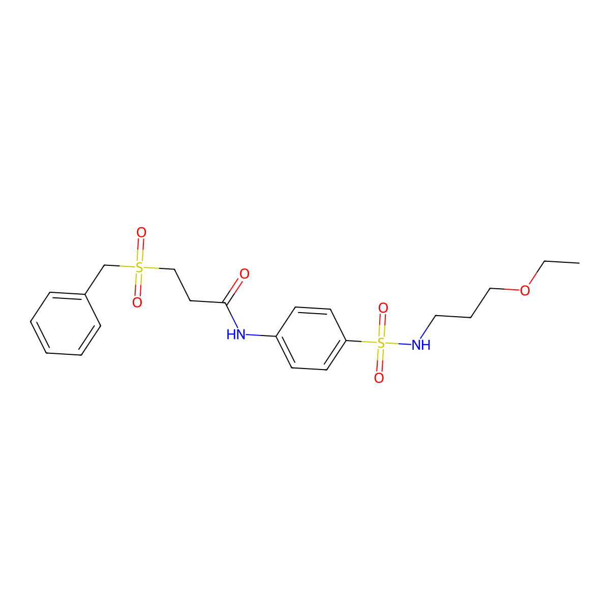 3-benzylsulfonyl-N-[4-(3-ethoxypropylsulfamoyl)phenyl]propanamide molecular structure, CAS 827618-91-7