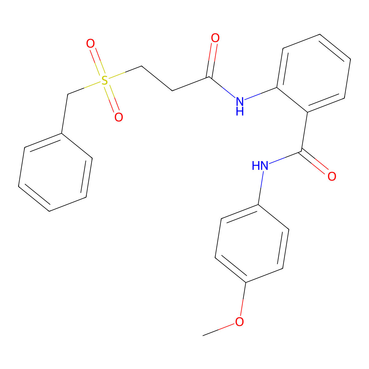2-(3-benzylsulfonylpropanoylamino)-N-(4-methoxyphenyl)benzamide molecular structure, CAS 827618-97-3