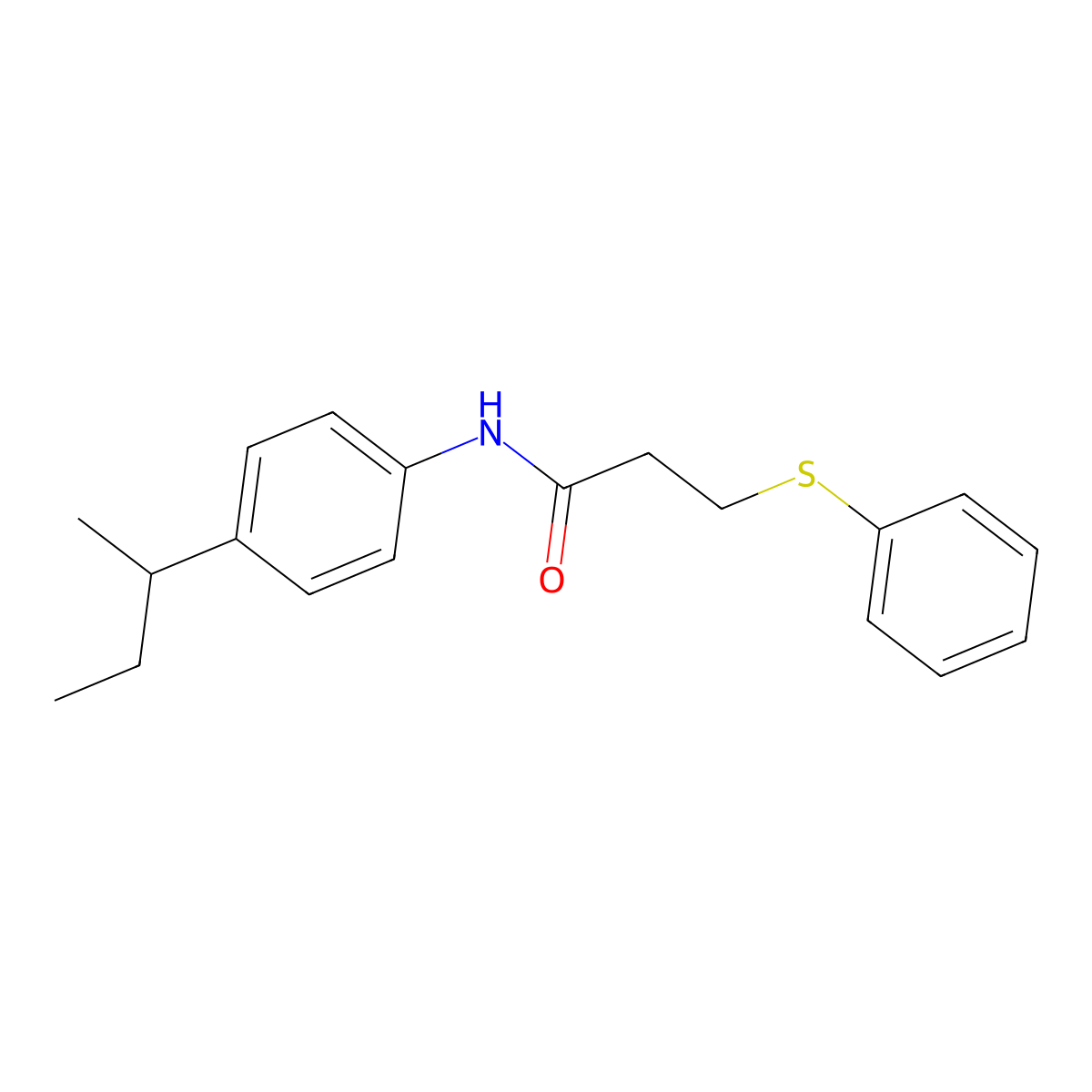 N-[4-(butan-2-yl)phenyl]-3-(phenylsulfanyl)propanamide molecular structure, CAS 827619-09-0